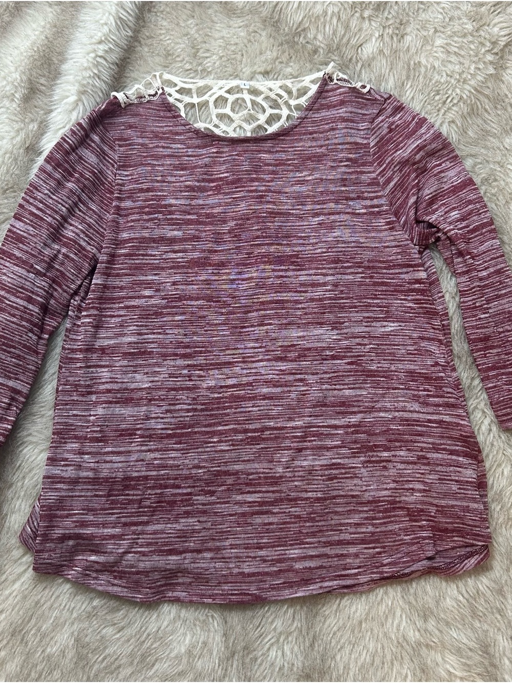 Women’s Marled Long Sleeve Top with Lace Back